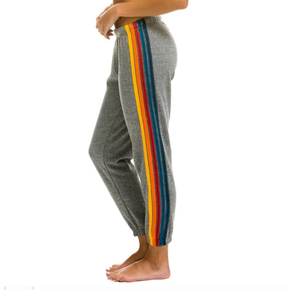 Aviator Nation Women 5 STRIPE SWEATPANTS - HEATHER GREY